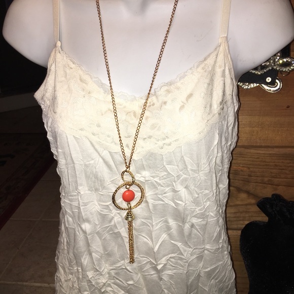 Long Gold Chaim w/ orange accent NWT - Picture 6 of 6